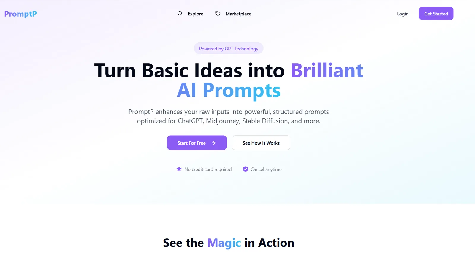Screenshot of PromptP